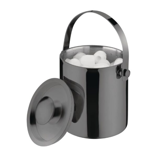 Olympia Gunmetal Barware Ice Bucket Double Wall with Lid - 1Ltr - Image 2