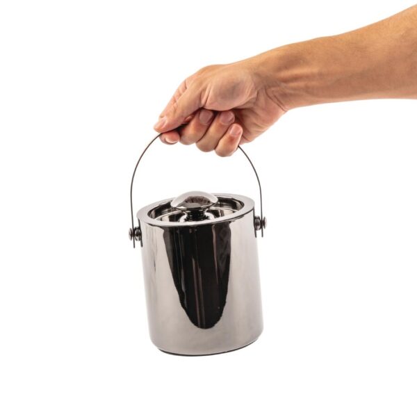 Olympia Gunmetal Barware Ice Bucket Double Wall with Lid - 1Ltr - Image 5