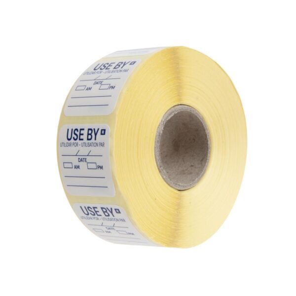 Hygiplas Removable Use by Food Prep Label 1'' (Roll 1000) - Image 2