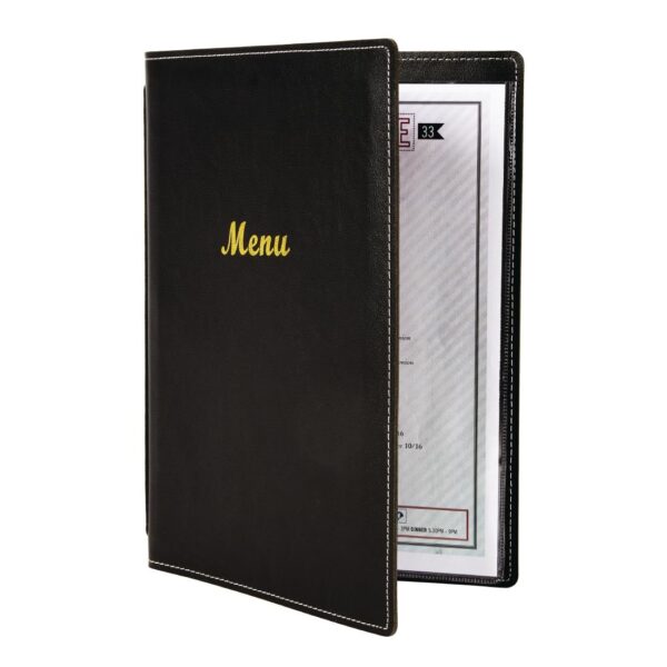 Menu Cover Leatherette Black - A4 - Image 3