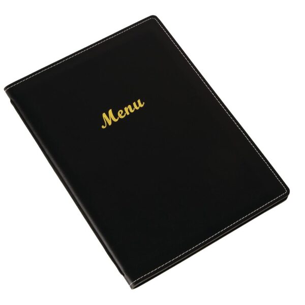 Menu Cover Leatherette Black - A4 - Image 4