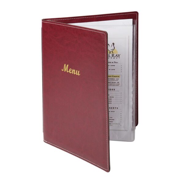 Menu Cover Leatherette Burgundy A4 (4 sides) - Image 2
