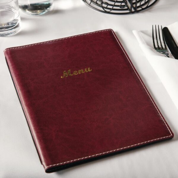 Menu Cover Leatherette Burgundy A4 (4 sides) - Image 3