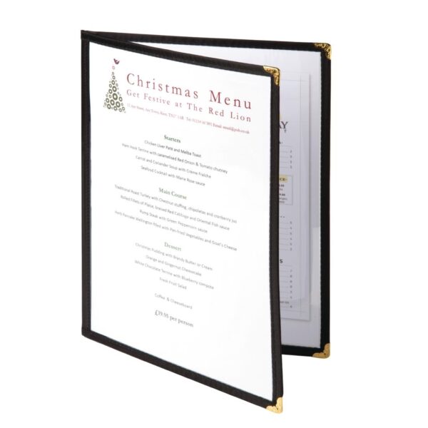 Olympia A4 Four Card American Style Menu Holder Black - Image 2