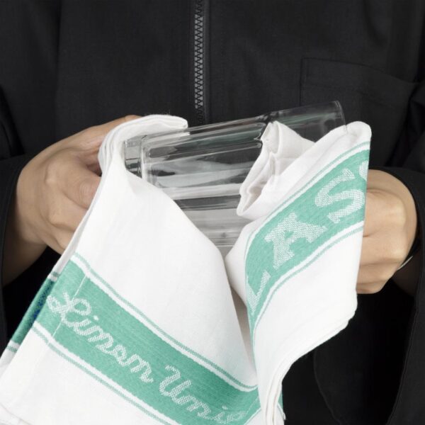 EDLP - Vogue Glass Cloth Linen Union Green Border - 760x510mm - Image 7