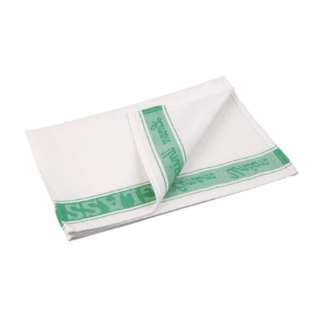 EDLP - Vogue Glass Cloth Linen Union Green Border - 760x510mm