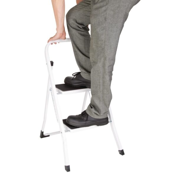 Vogue 2 Tread Folding Step Stool White - 900x470x30mm - Image 7