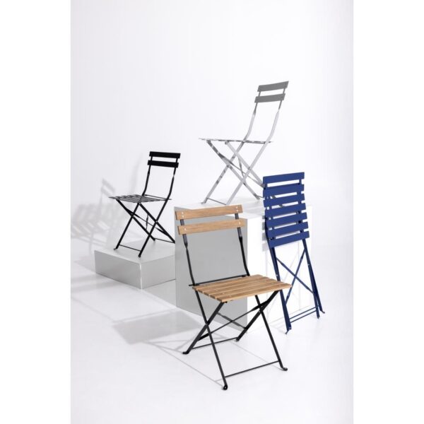 Bolero Black Pavement Style Steel Folding Chairs (Pack 2) - Image 2