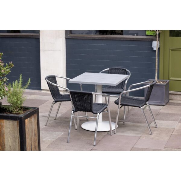 Bolero Black Wicker Chair with Aluminium Frame (Pack 4) - Image 2