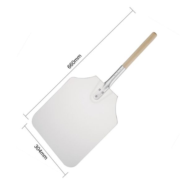 Vogue Pizza Peel Wood Handle Aluminum - 305x355mm 12x14" (Blade 660mm 26") - Image 4