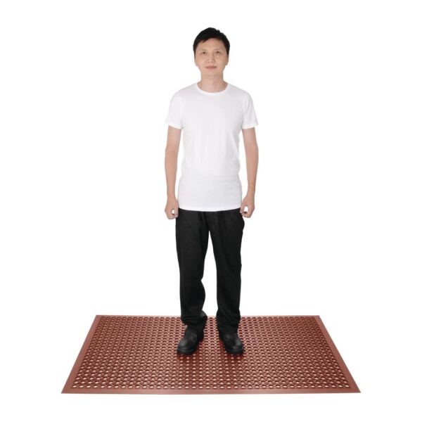 Jantex Rubber Grease-resistant Anti-Fatigue Mat Red - 900x1500mm 35 1/2x 59" - Image 4
