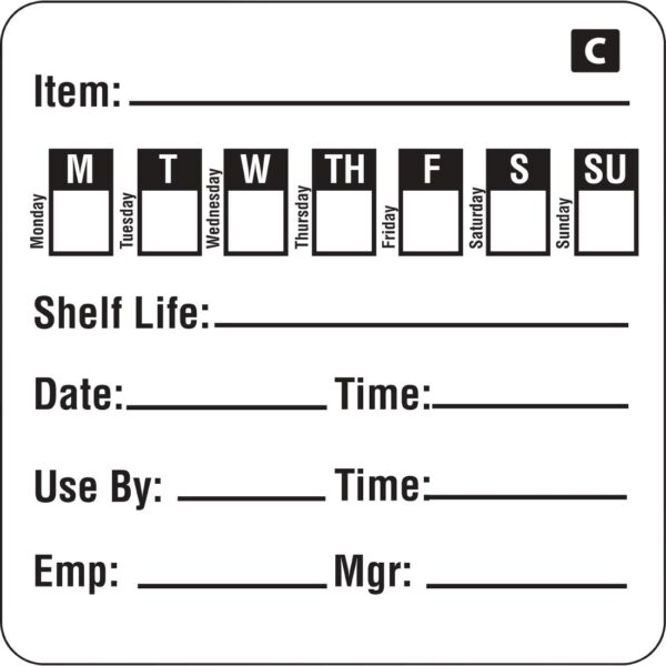 Hygiplas Freezable Food Prep Label 2'' (Roll 500)