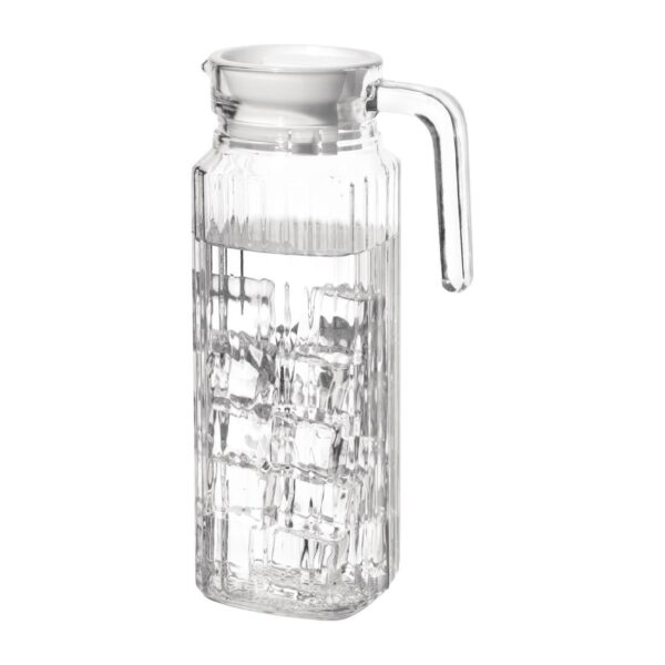Olympia Ribbed Glass Jug with lid - 1Ltr (Box 6) - Image 2
