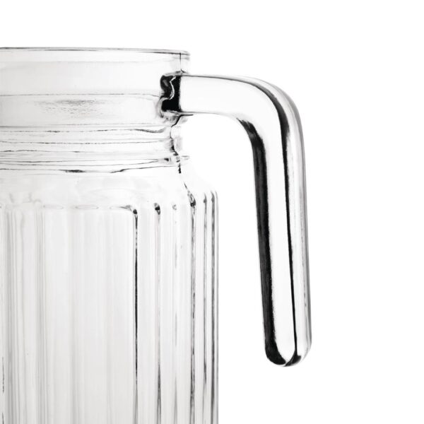 Olympia Ribbed Glass Jug with lid - 1Ltr (Box 6) - Image 3