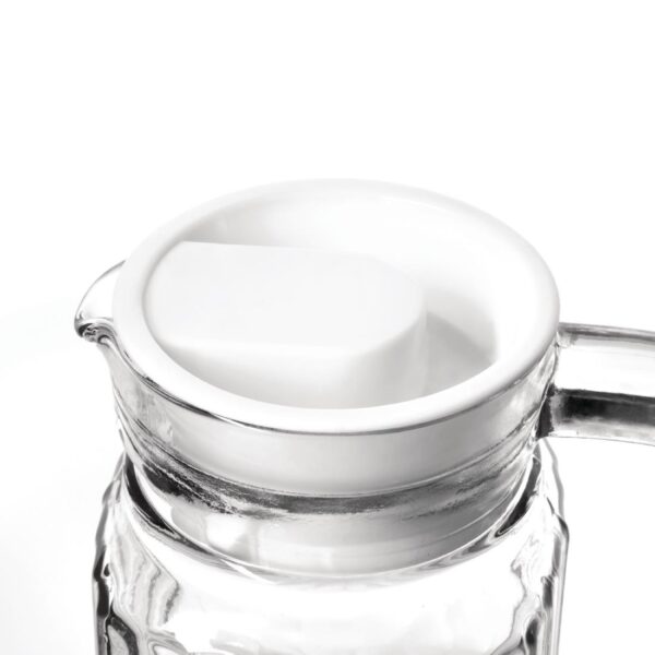 Olympia Ribbed Glass Jug with lid - 1Ltr (Box 6) - Image 6