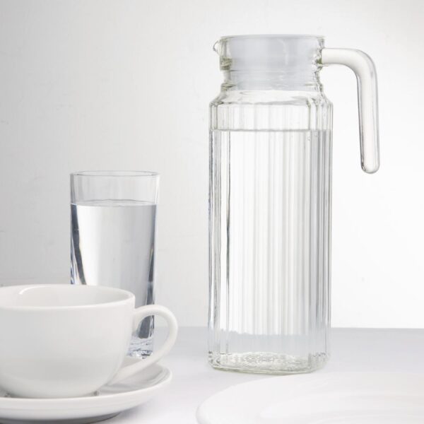 Olympia Ribbed Glass Jug with lid - 1Ltr (Box 6) - Image 4