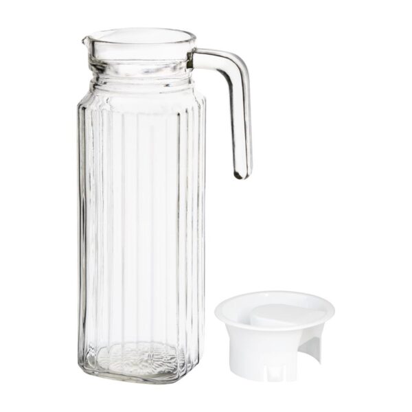 Olympia Ribbed Glass Jug with lid - 1Ltr (Box 6) - Image 7