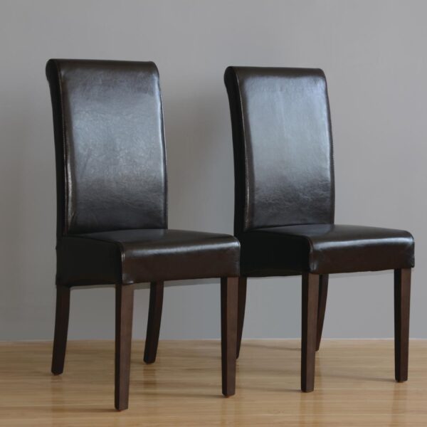 Bolero Curved Back Leather Chair (Dark Brown) (Pack 2) - Image 5