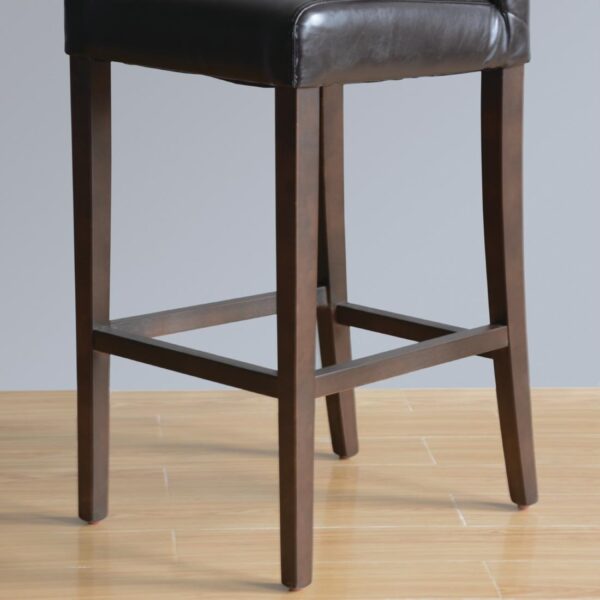 Bolero Black Faux Leather High Bar Stool with Full Back - Image 3