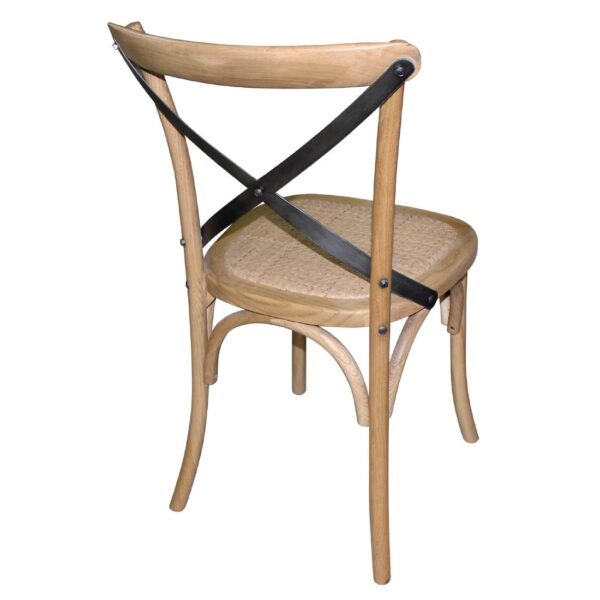 Bolero Wooden Dining Chair with Metal Cross Backrest (Box 2) Natural Finish - Image 2