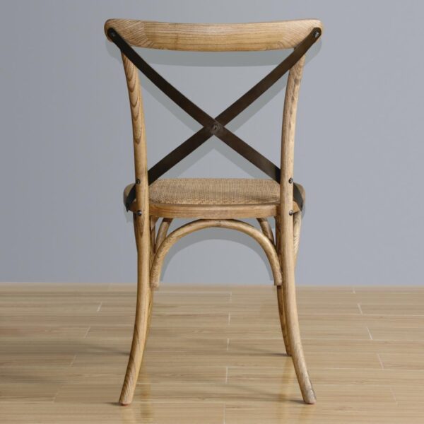 Bolero Wooden Dining Chair with Metal Cross Backrest (Box 2) Natural Finish - Image 4