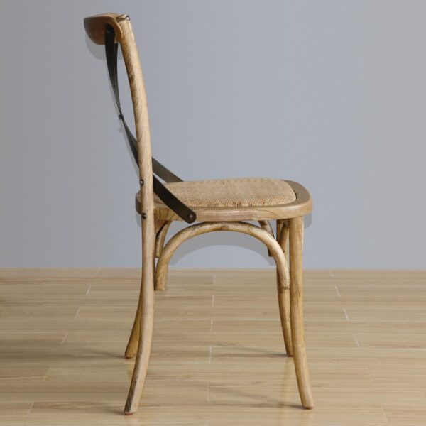 Bolero Wooden Dining Chair with Metal Cross Backrest (Box 2) Natural Finish - Image 5