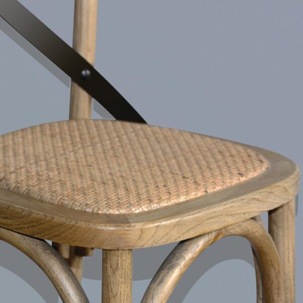 Bolero Wooden Barstool with Metal Cross Backrest - Natural (Single) - Image 6