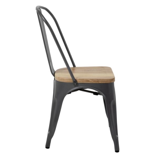Bolero Gun Metal Grey Steel Dining Sidechair with Wooden Seatpad (Pack 4) - Image 5