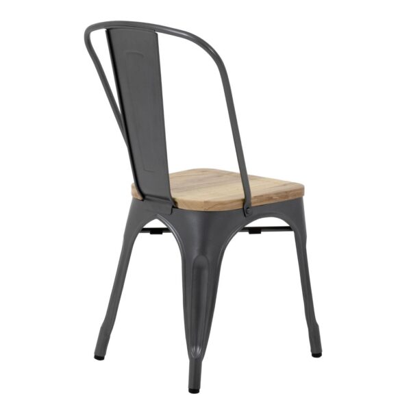 Bolero Gun Metal Grey Steel Dining Sidechair with Wooden Seatpad (Pack 4) - Image 6