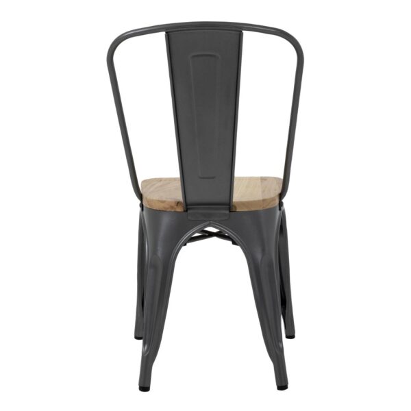 Bolero Gun Metal Grey Steel Dining Sidechair with Wooden Seatpad (Pack 4) - Image 7