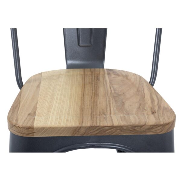 Bolero Gun Metal Grey Steel Dining Sidechair with Wooden Seatpad (Pack 4) - Image 8