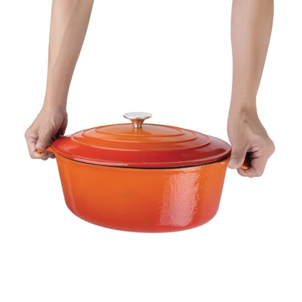 Vogue Oval Casserole Orange - 5Ltr 110h x 243w x 295mm d - Image 4