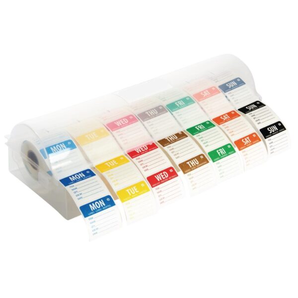 Hygiplas DOTW Dissolvable Food Prep label starter Kit 2'' (inc Dispenser) - Image 2