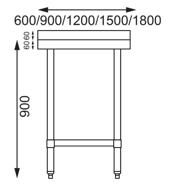 Vogue Table with Upstand St/St - 900x700x900mm 35 1/2x27 1/2x35 1/2" - Image 2