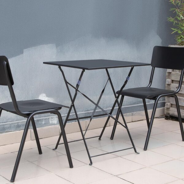 Bolero Black Pavement Style Steel Table Square - 600mm - Image 7