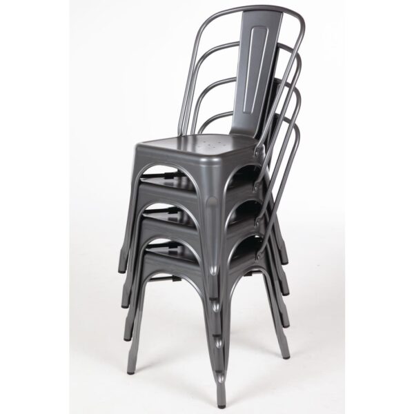 Bolero Gun Metal Grey Steel Bistro Side Chair (Pack 4) - Image 8