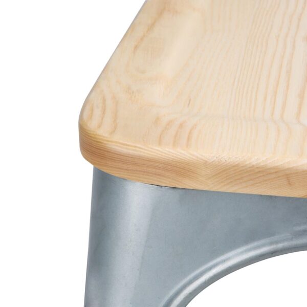 Bolero Steel Dining Sidechair with Wood Seatpad (Galvanised) (Pack 4) - Image 5