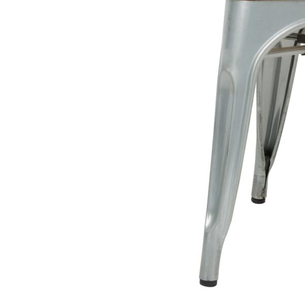 Bolero Steel Dining Sidechair with Wood Seatpad (Galvanised) (Pack 4) - Image 6