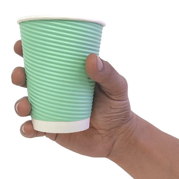 Fiesta Recyclable Hot Cup Ripple Wall Aqua 12oz (Box 500) - Image 5