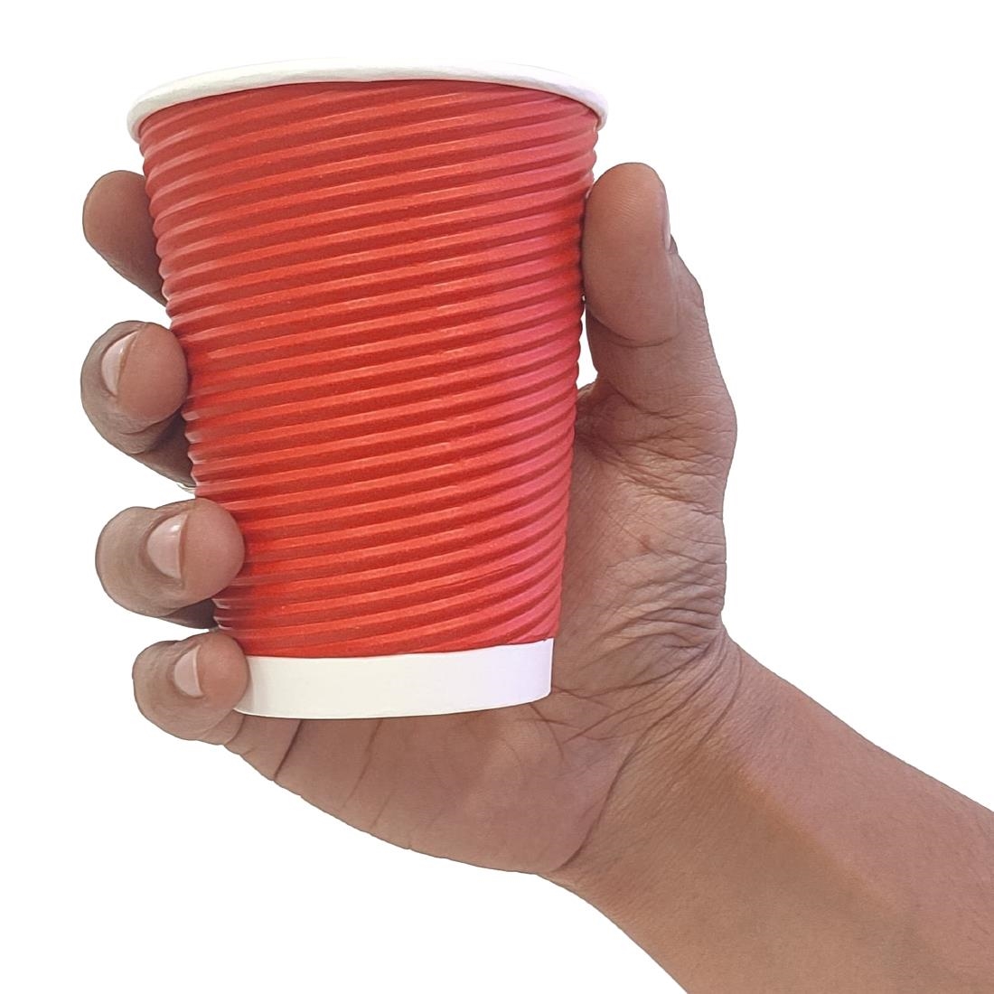 Fiesta Recyclable Hot Cup Ripple Wall Red 12oz (Sleeve 25) - Image 6