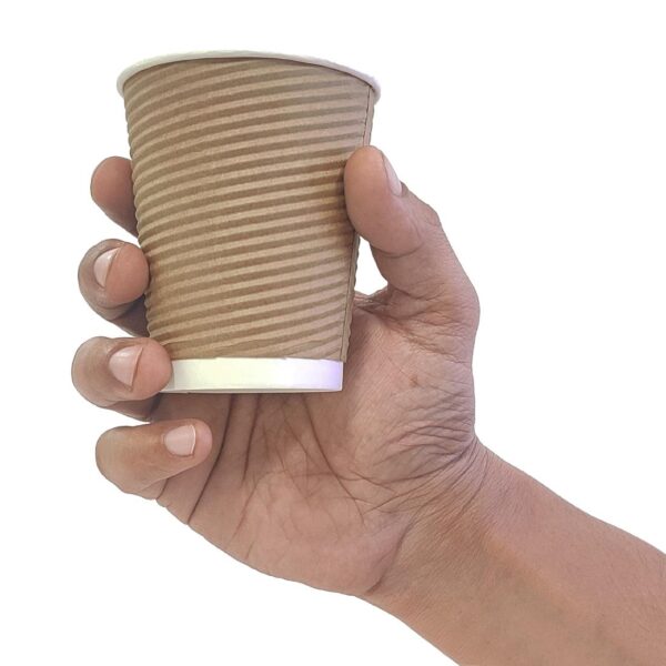 Fiesta Recyclable Hot Cup Ripple Wall Kraft 8oz (Box 500) - Image 3