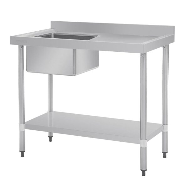 Vogue Single Bowl Sink R/H Drainer - 1000mm (90mm Drain) - Image 3