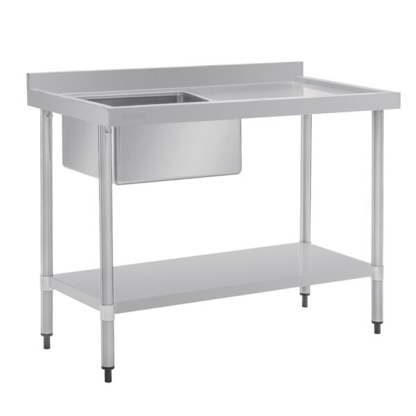 Vogue Single Bowl Sink R/H Drainer - 1200mm (90mm Drain) - Image 3