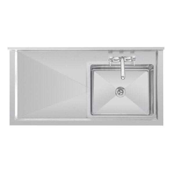 Vogue Single Bowl Sink R/H Drainer - 1200mm (90mm Drain) - Image 5