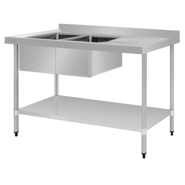 Vogue Double Bowl Sink R/H Drainer - 1500mm (90mm Drain) - Image 5