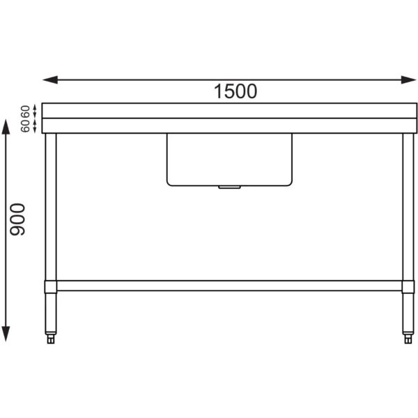 Vogue Single Bowl Sink Double Drainer - 1500mm (90mm Drain) - Image 6