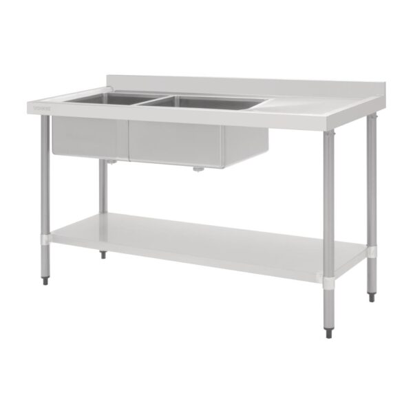 Vogue Double Bowl Sink R/H Drainer - 1800mm (90mm Drain) - Image 4