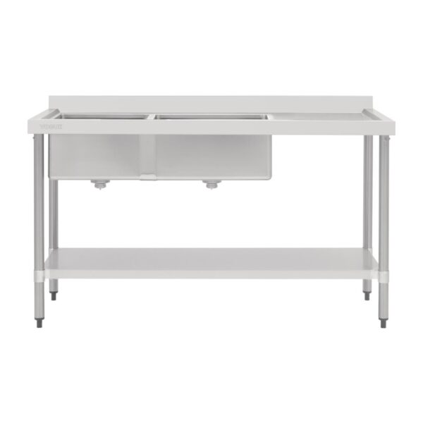 Vogue Double Bowl Sink R/H Drainer - 1800mm (90mm Drain) - Image 5