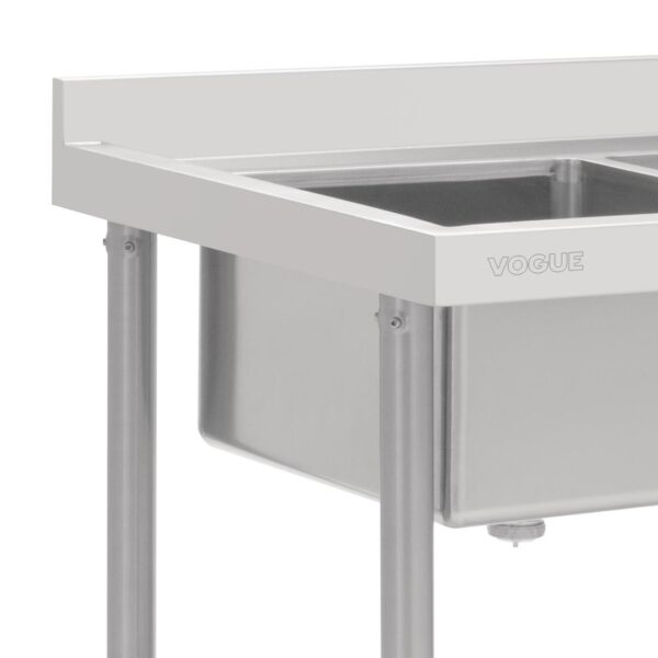 Vogue Double Bowl Sink R/H Drainer - 1800mm (90mm Drain) - Image 6