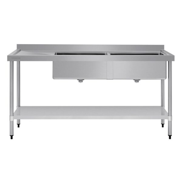 Vogue Double Bowl Sink L/H Drainer - 1800mm (90mm Drain) - Image 6